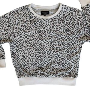 Victorias Secret Womens Leopard Print Sweatshirt Medium Pink Cozy Loungewear
